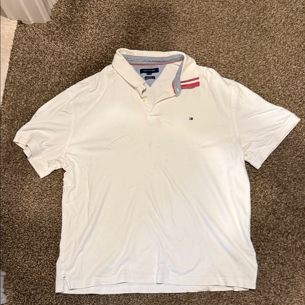 Tommy Hilfiger White Polo with Red Accent